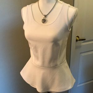 Ann Taylor White Peplum Top-Size x-small